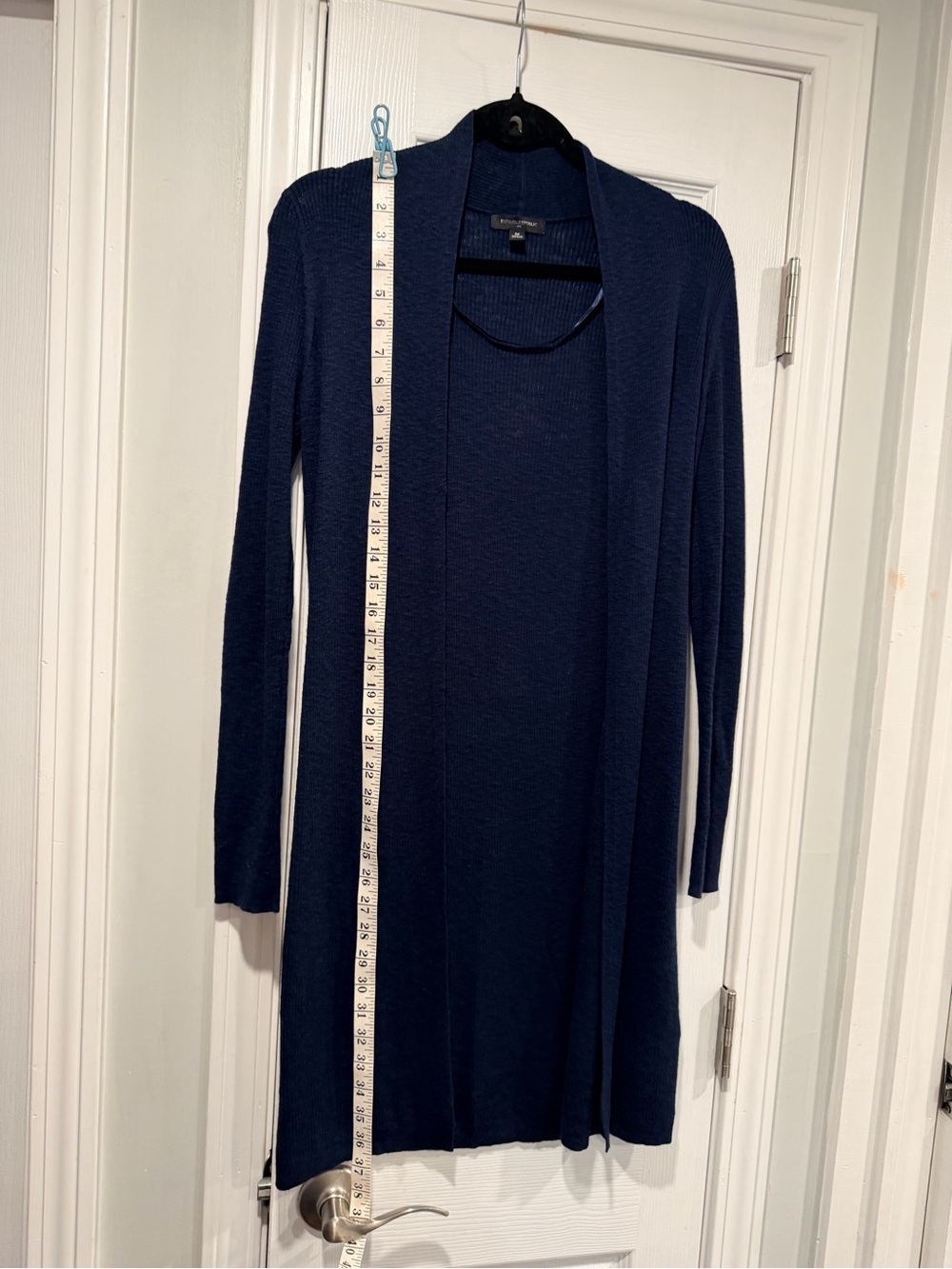 NWOT Banana Republic Size M Navy Blue Long Sleeve Ribbed Knit Cotton Cardigan - Picture 7 of 11